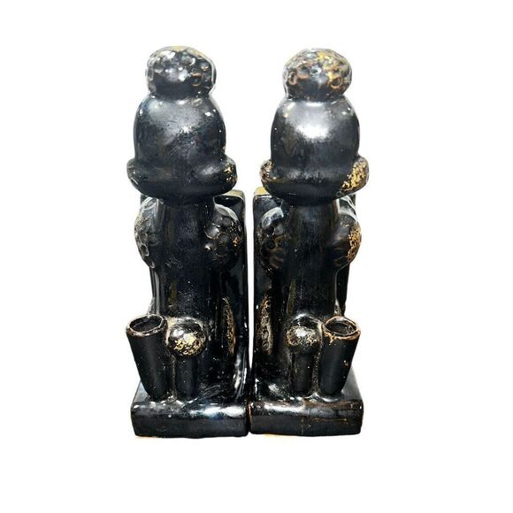 Vintage poodle bookends with pen holders Japanese redware MCM - Picture 2 of 7